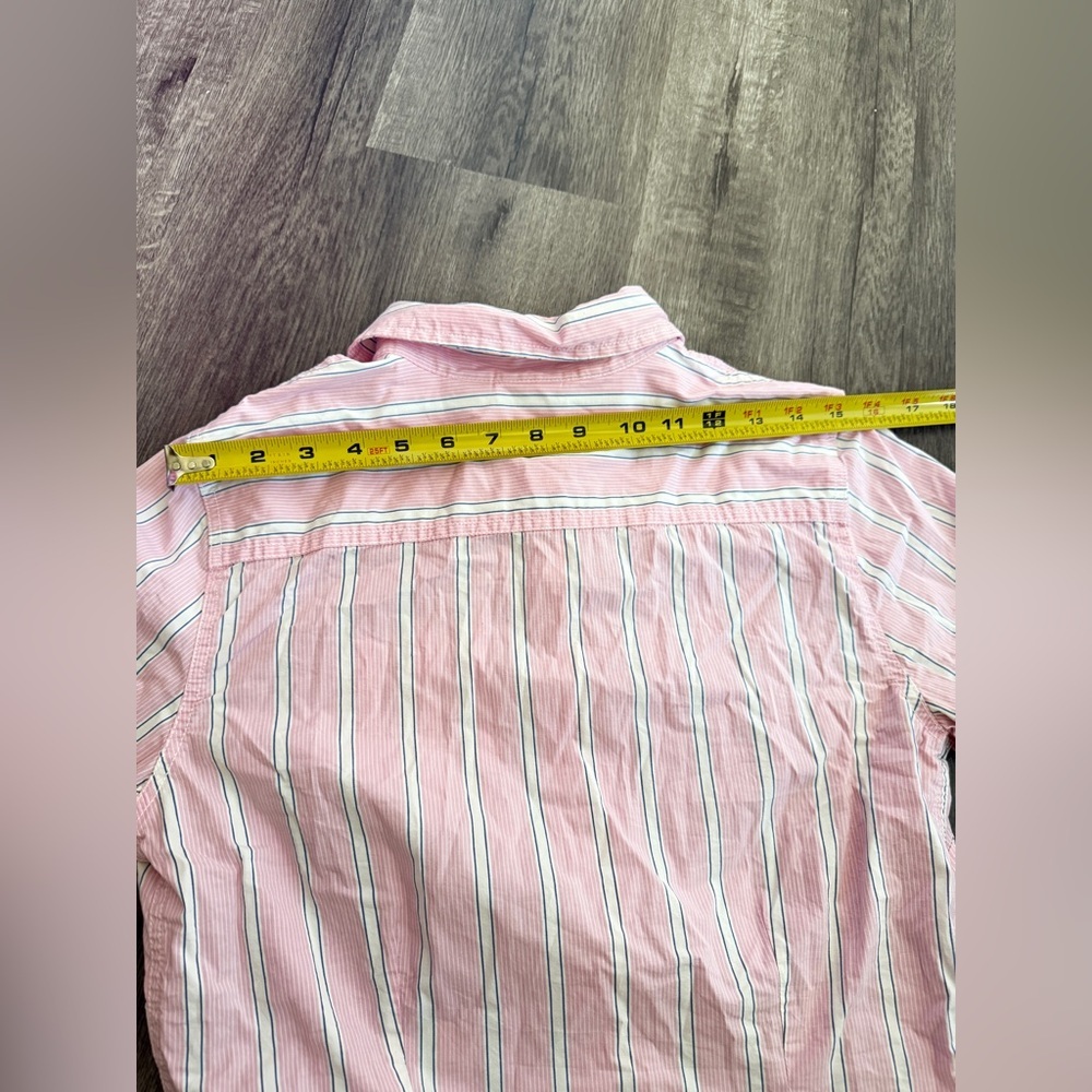 LL Bean Womens Striped Button Down Shirt Pink White Cotton Blend Small Reg - Picture 9 of 9